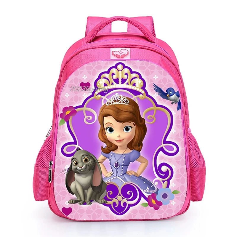 Mochila Ortopédica para Crianças, Princess sofia Cartoon School Bags para Crianças, Meninos e Meninas, 16"