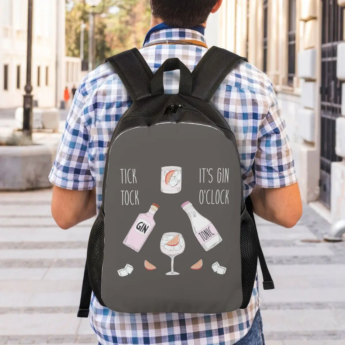 Gin O'clock Gin Lover Gi Backpack Student Boys Girls BookBag School Bag Laptop Shoulder Bags