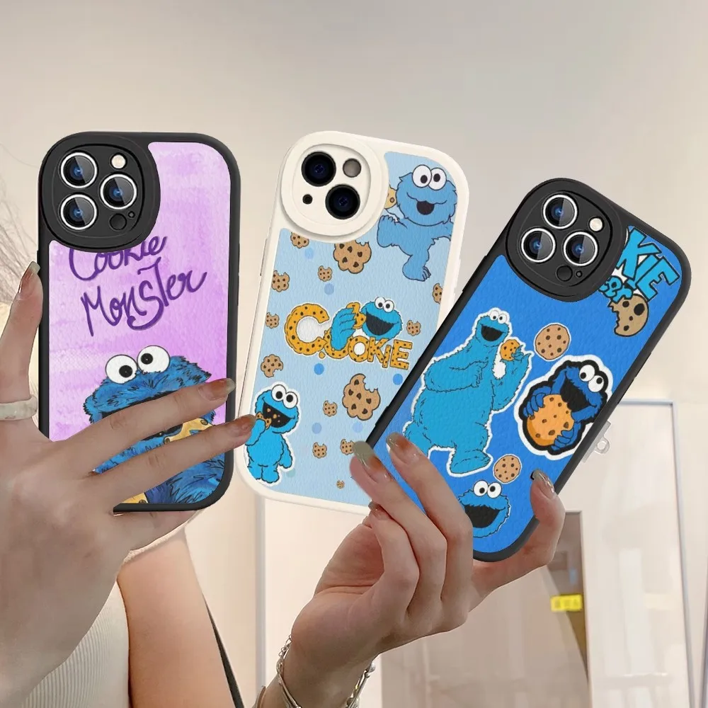 Cartoon C-Cookies Monster Custodia per telefono in pelle dura per IPhone 16 15 14 13 12 Mini 11 14 Pro Max Xs X Xr 7 8 Plus Fundas