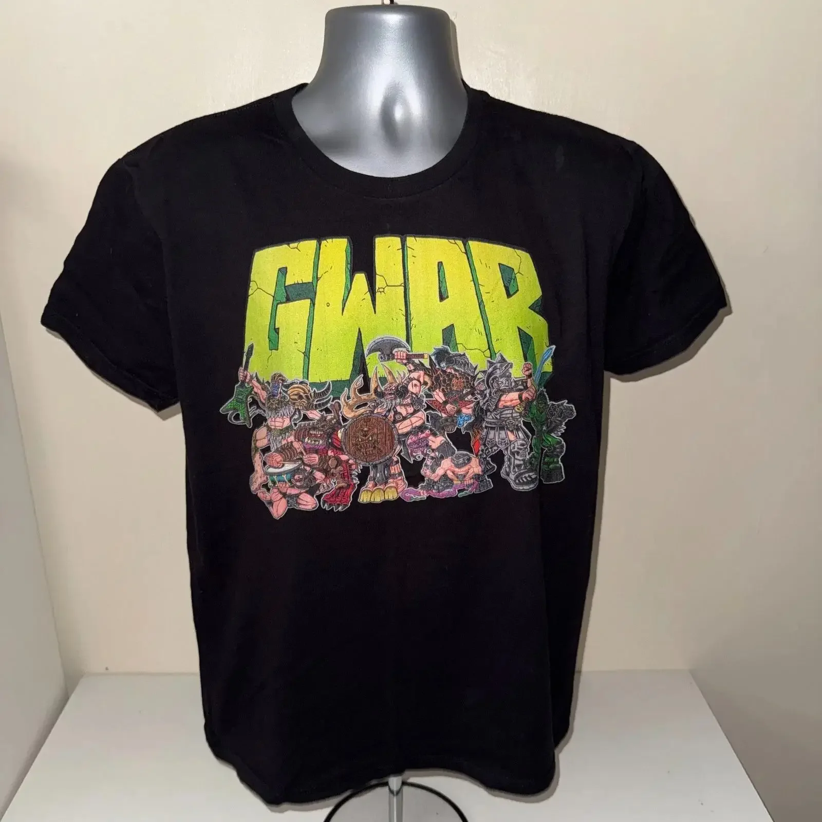 GWAR Cartoon Character Line Up Official Heavy Metal Band T Shirt Size L Black vintage Washed homme Casual Versatile fashion