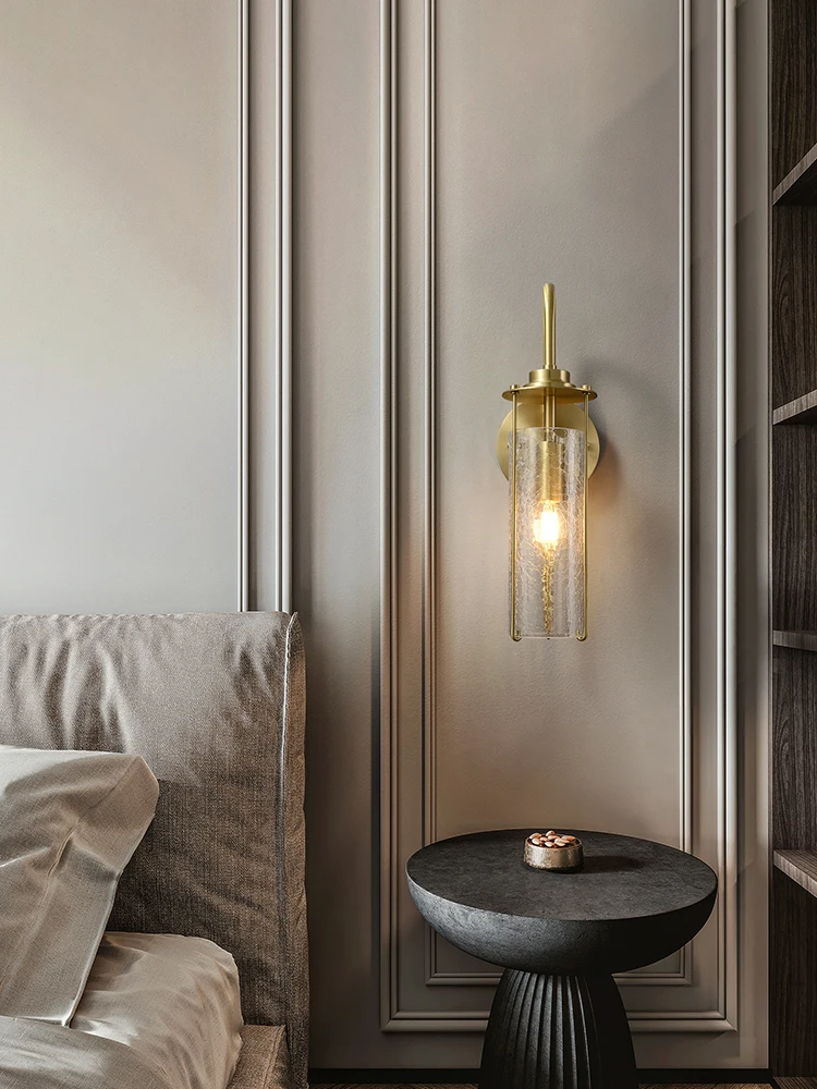 All copper luxury glass lantern wall lamps living room bedroom bedside study lighting wall sconces lights decor fixtures
