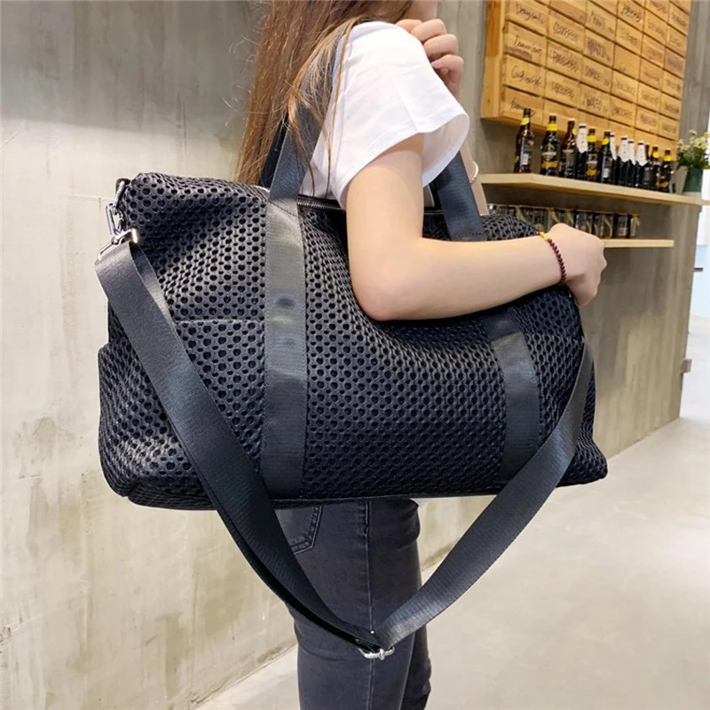 Women\'s Crossbody Mesh bags Portable short distance business trip shoulder bag Casual large capacity travel bag for men women