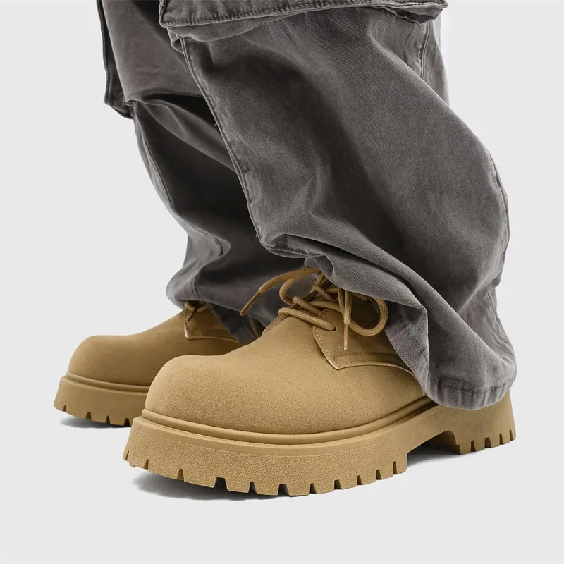 

Новинка 2023 года, осенняя мужская обувь с низким вырезом, модная рабочая одежда в стиле ретро, дышащая повседневная обувь на толстой подошве, увеличивающая рост