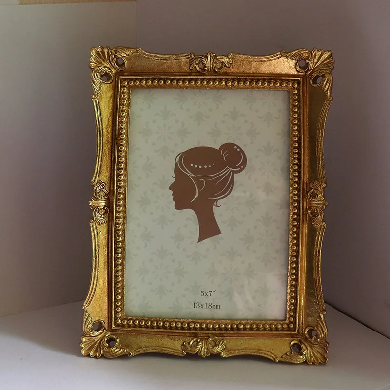 European-Style Carved Hollow American Gold Resin Photo Frame French Wedding Decoration Resin Photo Frame Decoration