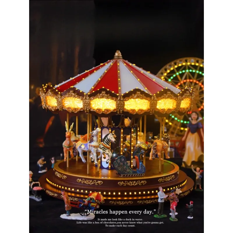 Wooden Handmade Music Box Carousel Lover Girl Birthday Gift