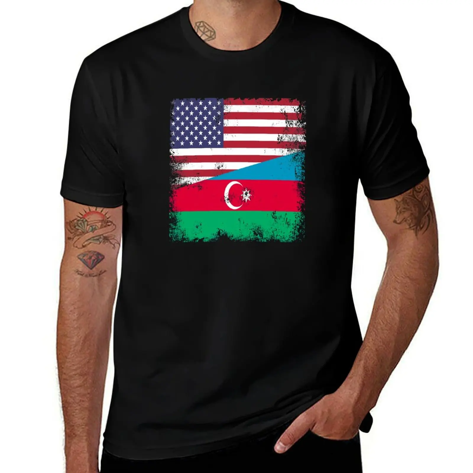 

cotton Design high shirt for Flag Azerbaijani Gift t men Azerbaijan man man shirts Half t USA quality T-Shirt Vintage |