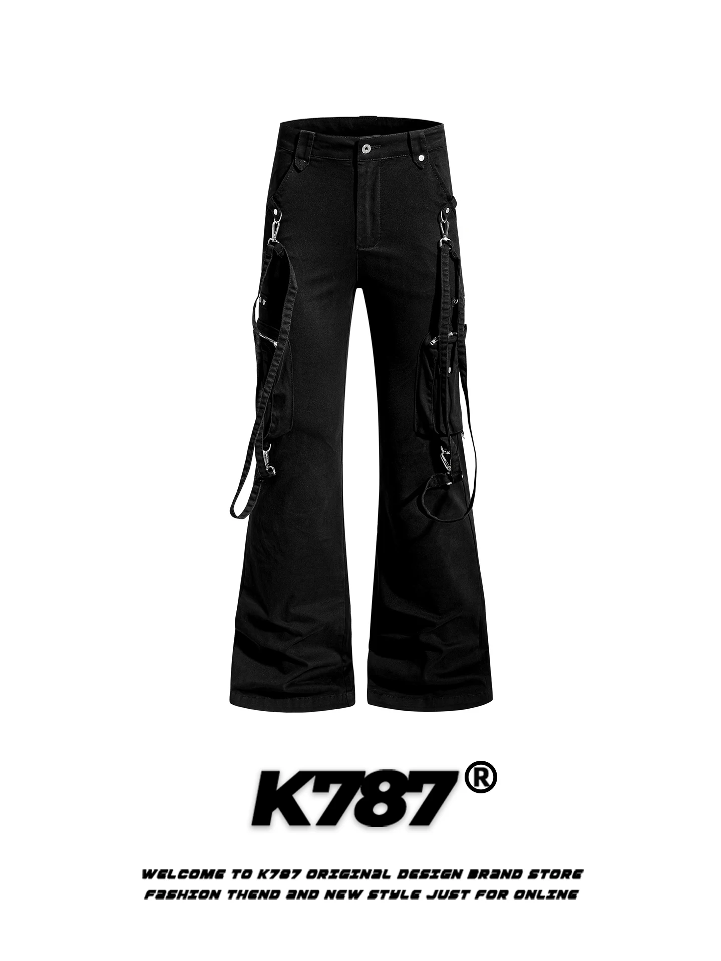 

Брюки-клеш K787 в американском уличном стиле, свободного кроя, с высокой талией, модные, брендовые, в пол