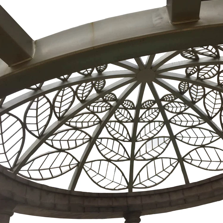 Custom outdoor circular metal ceiling for use in hotels or landscaped roofs