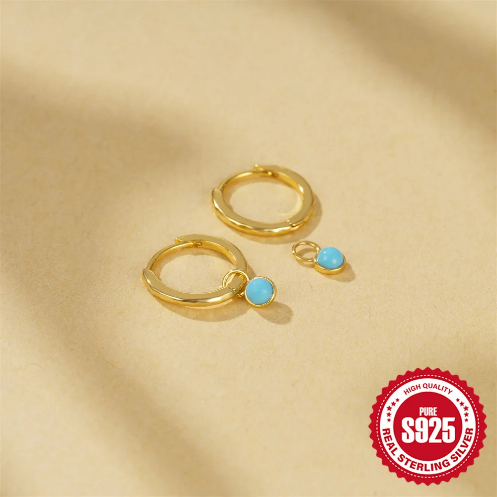 Dawn's Jewel 925 Sterling Silver Classic Selling Everything With Turquoise Hoops Earring Buckle Earrings Minimalist Temperament