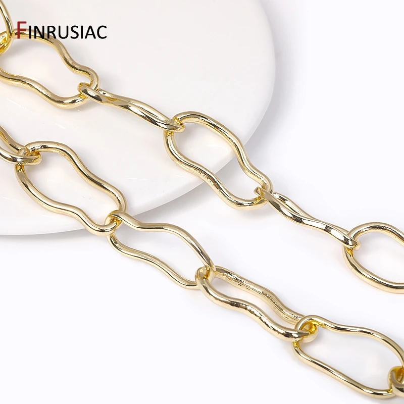 New Trendy 14K Gold Plated Brass Irregular Chains For DIY Jewelry Making Supplies, Handmade Jewelry Craft Findings Accessories