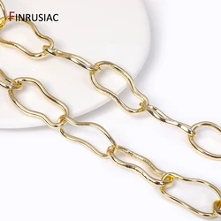 New Trendy 14K Gold Plated Brass Irregular Chains For DIY Jewelry Making Supplies, Handmade Jewelry Craft Findings Accessories