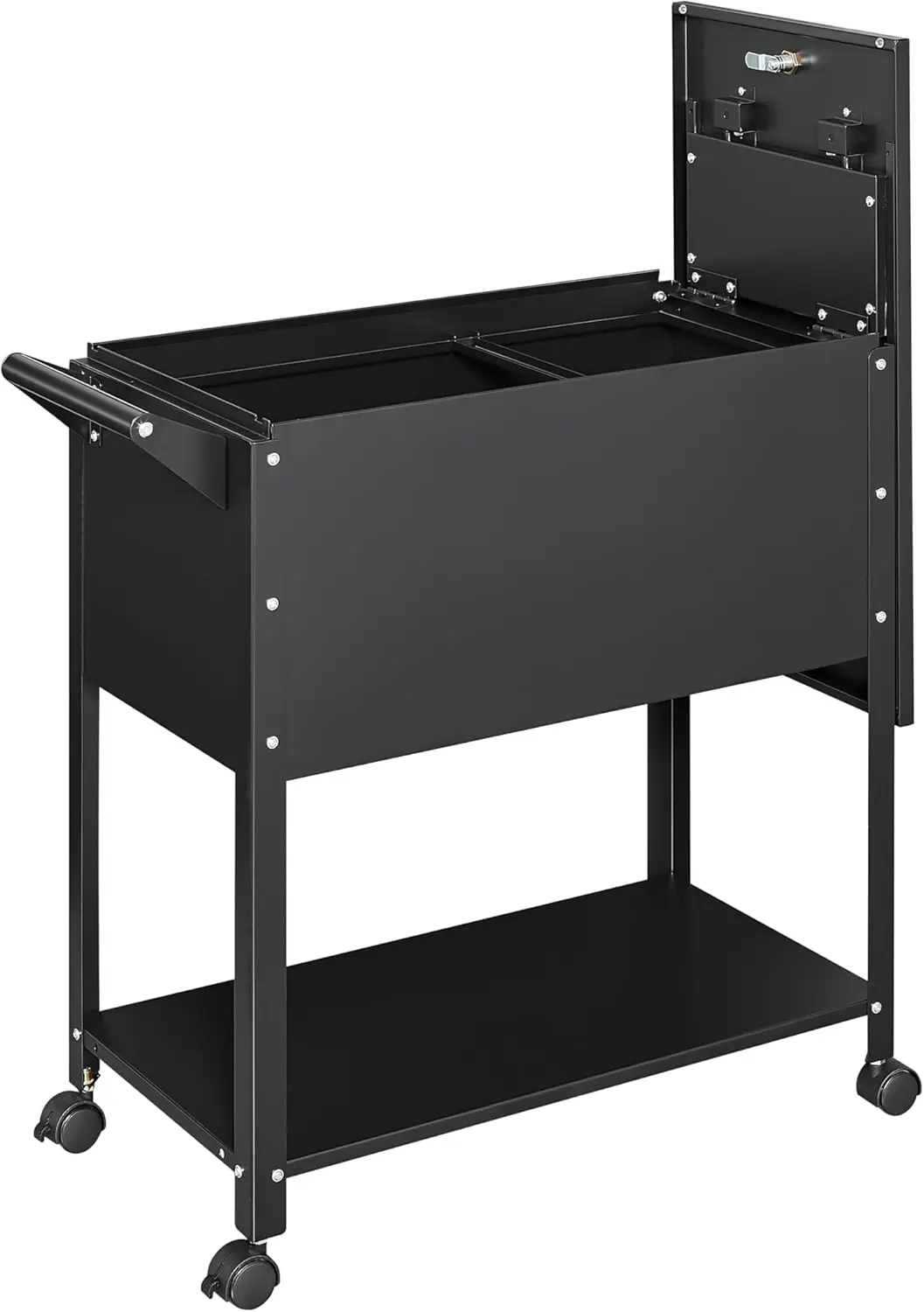 

Mobile File Cabinet,2 Tier File Cart,Metal Rolling Cart with Lock and Sliding Cover for Office,Mailrooms,Classrooms,Black