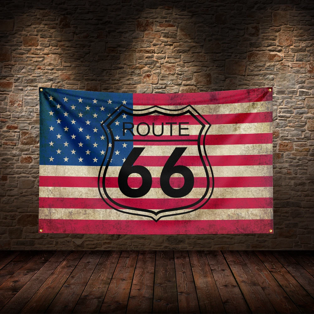 3x5 Ft R-Route 66s  Flag Polyester Printed Car Flags for Room Garage Decor