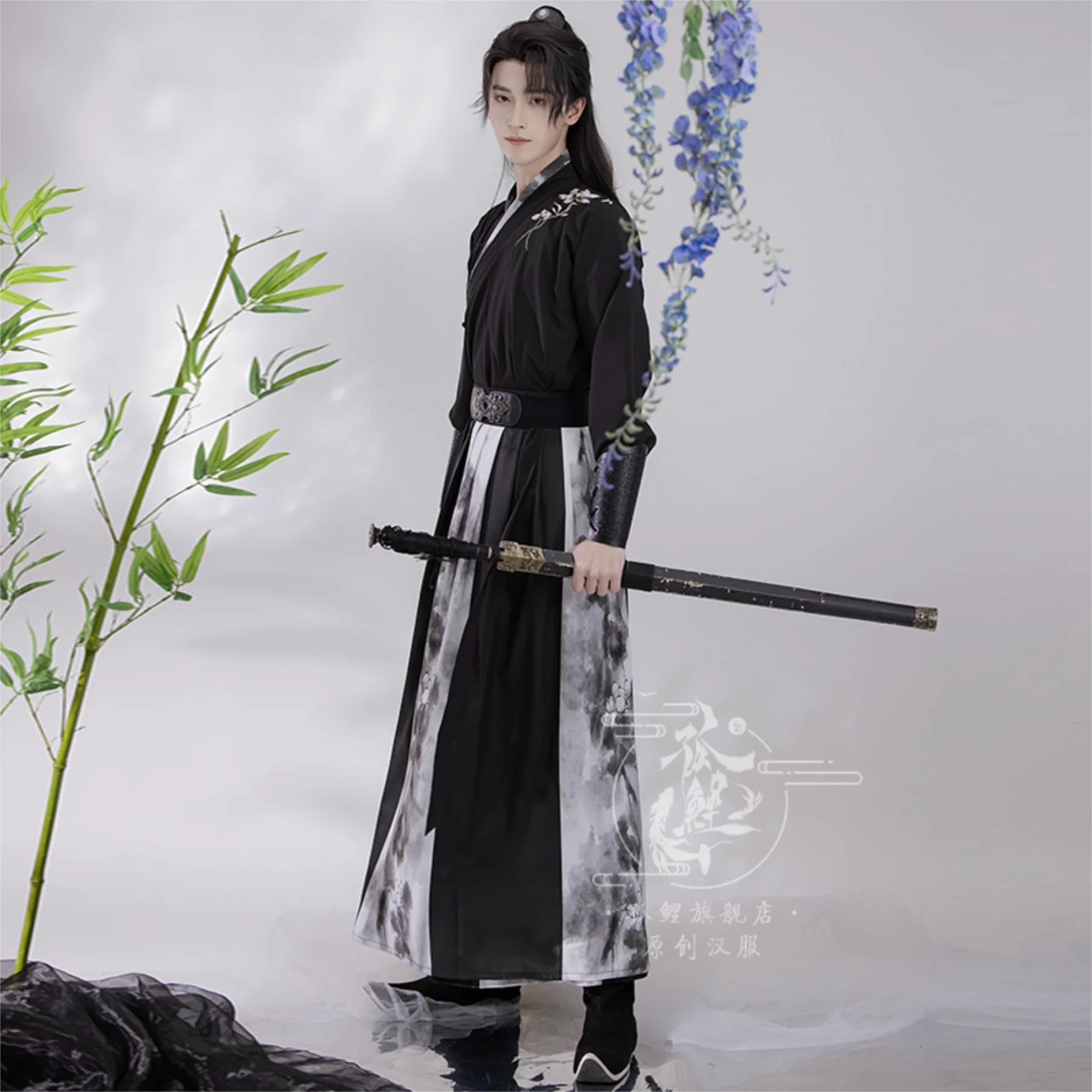 Hanfu chinois des Prairies pour hommes, costume de cosplay masculin, tenue de fête noire, grande taille, 3XL