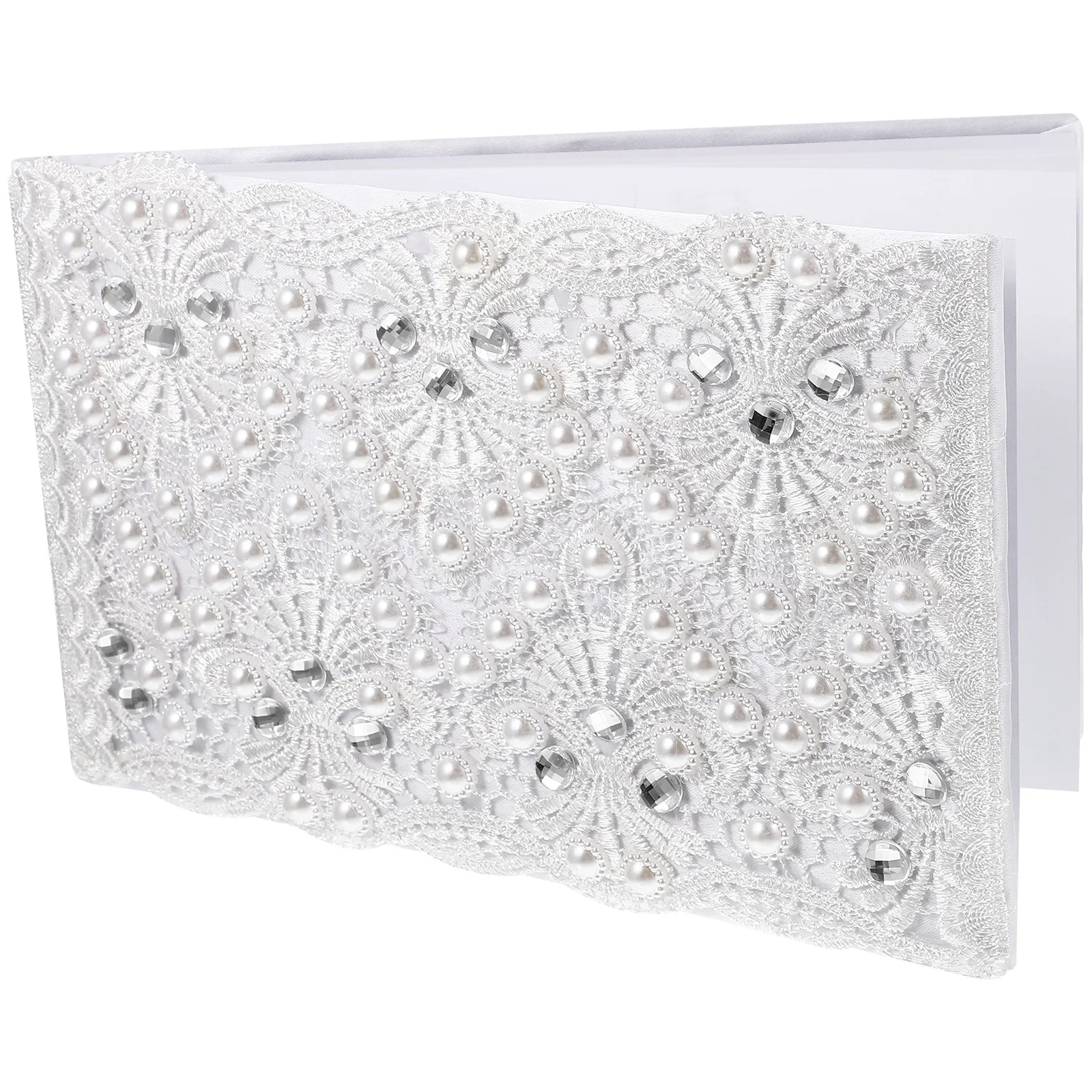 

Wedding Guest Book Rhinestone Pearl Elegant Signature Album For Wedding Party In Attendance Record Bridal Shower