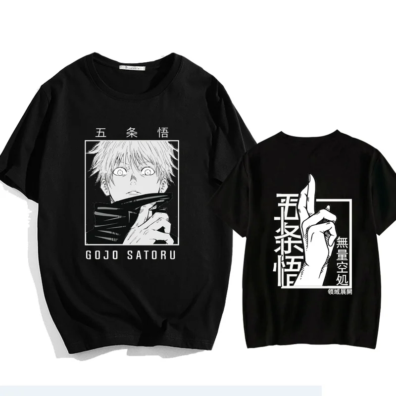 Japanese Anime Punk Gojo Satoru Printed Loose T-shirt Harajuku Casual Y2k Streetwear Tops 100% Cotton