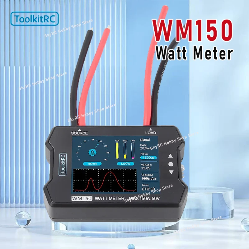 

ToolkitRC WM150 150A 50V Watt Meter Power Analyzer LCD Display Power Voltage Current Tester PWM Output for RC FPV Drone