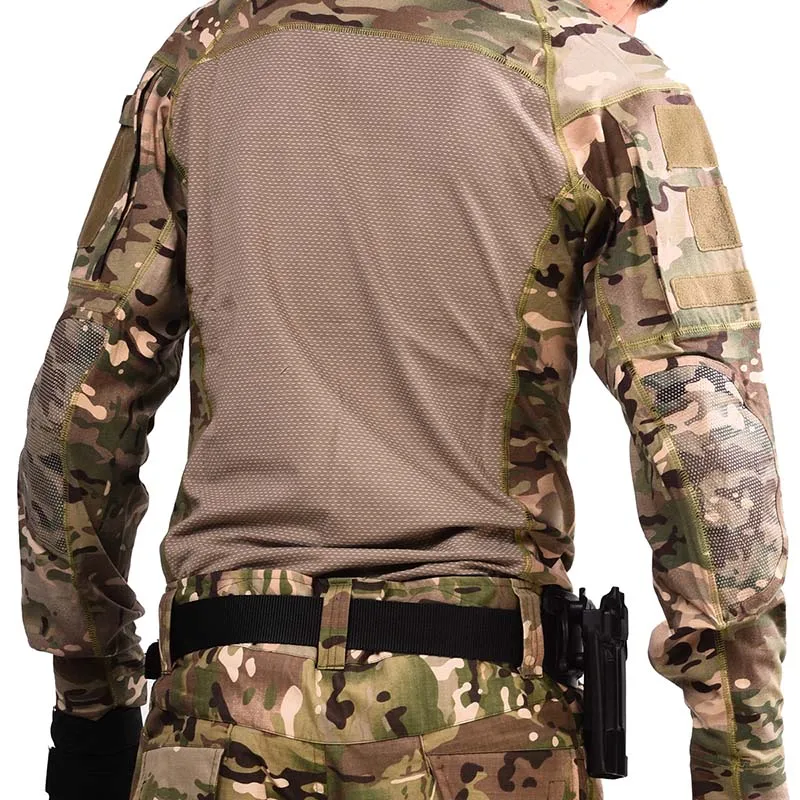 DulUniformes militaires pour hommes, chemises de l'armée, pantalons camouflage Rip-stop + coussinets, vêtements de paintball Airsoft, combinaisons de saut, vêtements de chasse