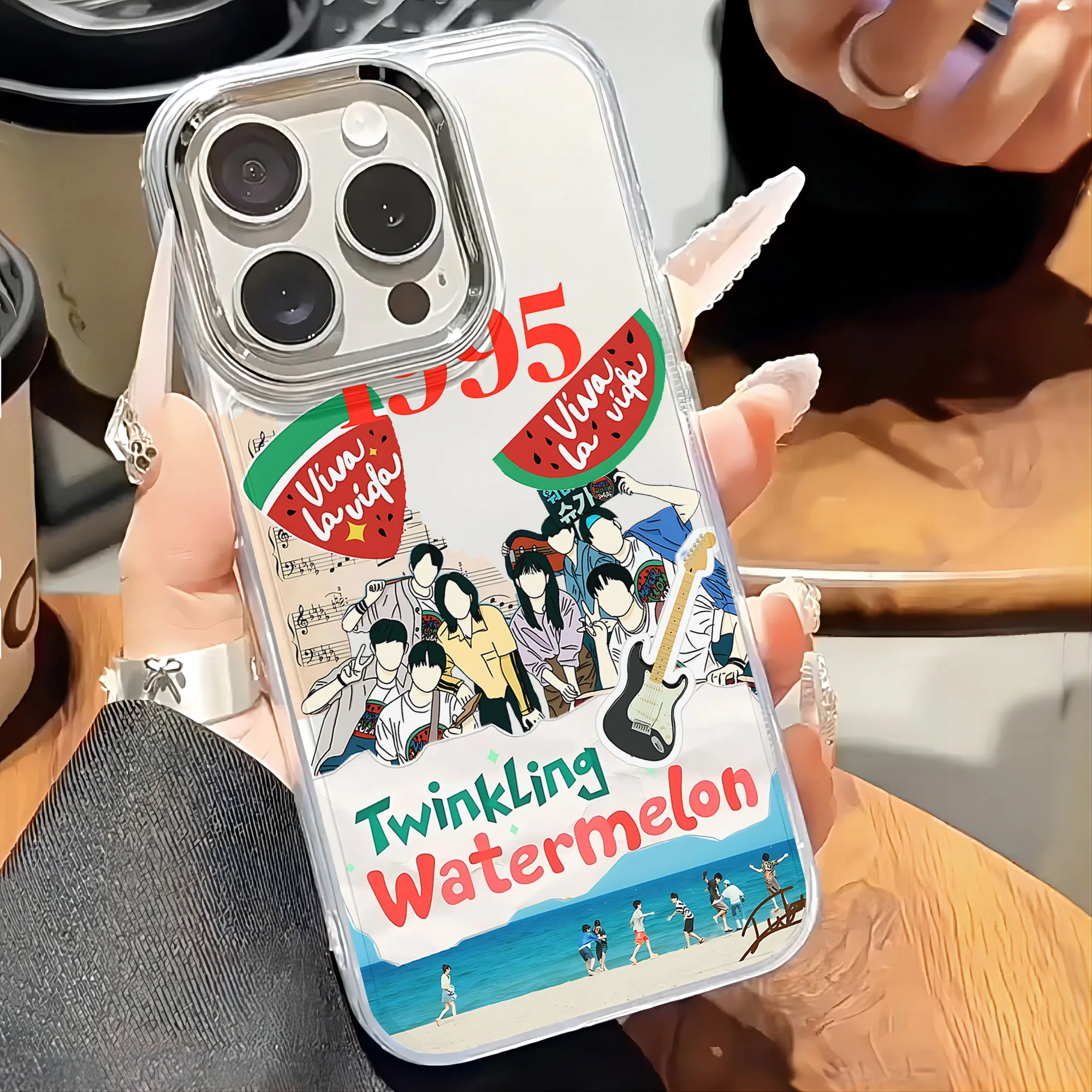 TV T-Funkelnde Wassermelone Handyhülle für iPhone 17 16e 16 15 14 13 12 11 Mini Pro Max X XR XSMAX 8 7 Air Plus Transparente Abdeckung