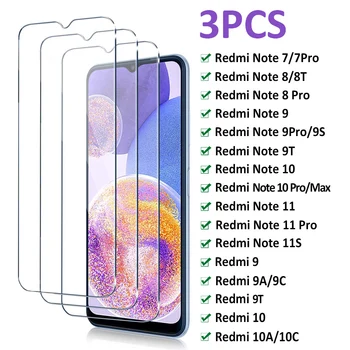 3Pcs ป้องกันสําหรับ Xiaomi Redmi หมายเหตุ 9 10 11 PRO MAX 9s 10s กระจกนิรภัยป้องกันหน้าจอ Redmi 10A 9T 9A 10C 9C ฟิล์มแก้ว