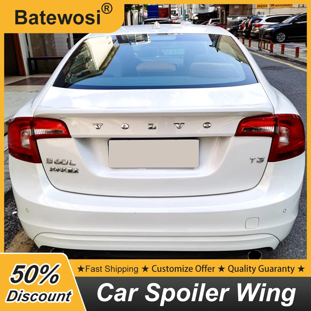 For Volvo S60 Sedan 2011-2019 Rear Trunk Lid Car Spoiler Duck Tail Lip Wing Free Drill ABS Plastic Painted Varied Color Spoiler