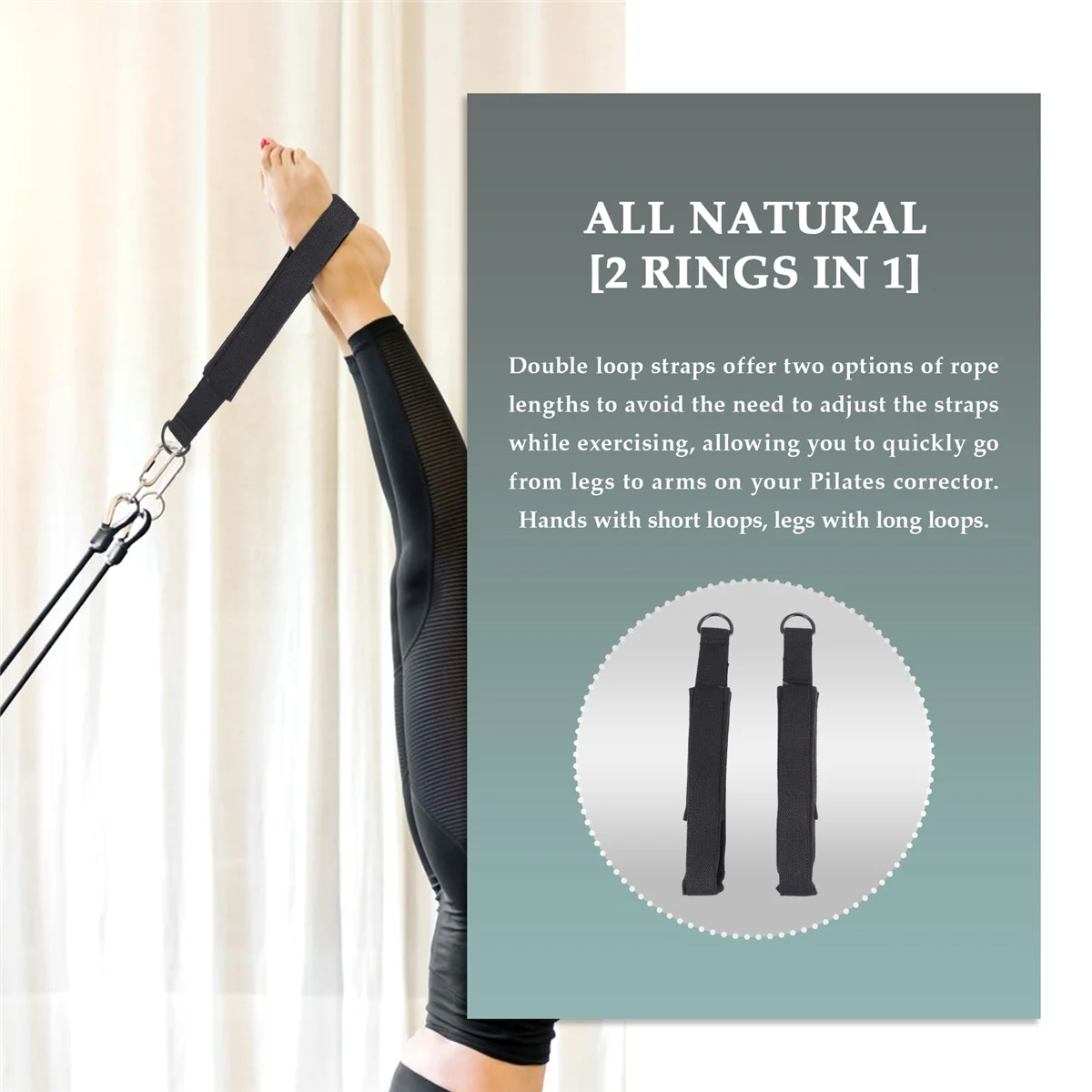 

Highly Recommended.2PCS Pilates Double Loop Straps,Feet Fitness Equipment Straps