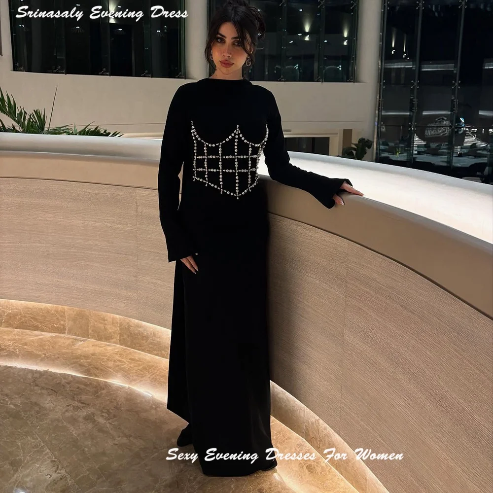 

Корсетное платье с вышивкой жемчугом для женщин, коктейльное платье с длинными рукавами по индивидуальному заказу, с круглым вырезом, длиной до пола, платье для выпускного вечера 2025