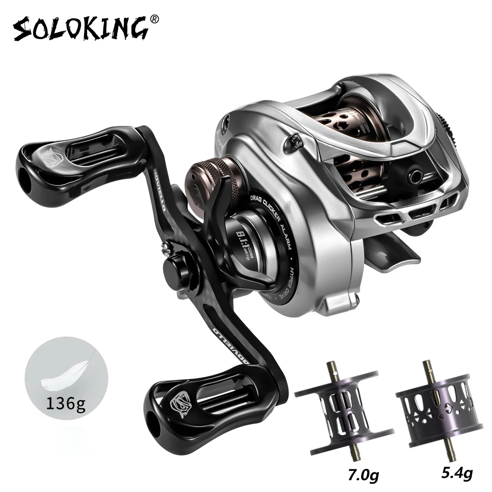 SOLOKING Acura 136g Ultra Light Baitcasting Reel  BFS Baitcasting Fishing Reel 7.1/8.1 Gear Ratio 10+1BB 4KG Power Baitcaster