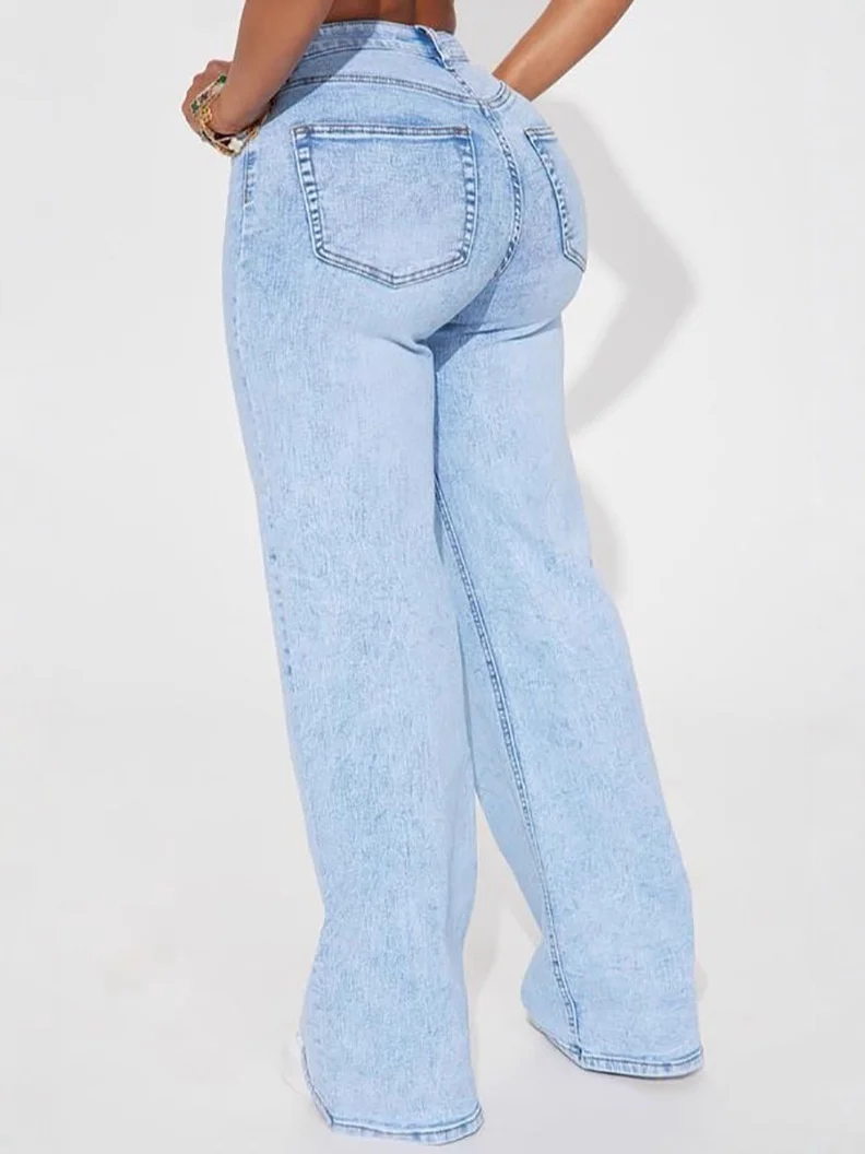 Bootcut Jeans Woman Korean Style Demin Edition Curve Length Vacation Details Appliques Layers Streamlined Wrinkled Quality Edges