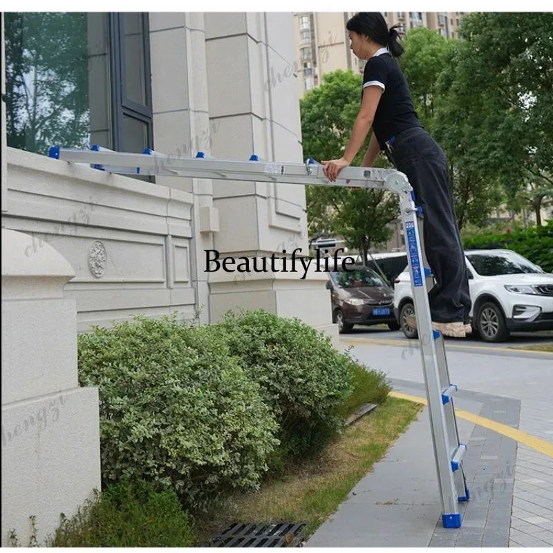 

A81 Household Folding Telescopic Thickened Aluminum Alloy Herringbone Ladder Indoor Multifunctional Portable Engineering Stairs