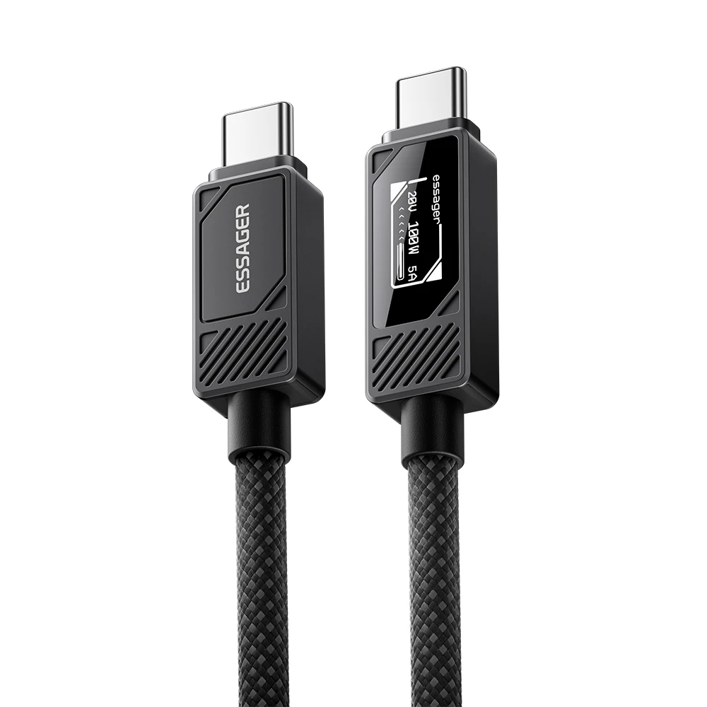 ESSAGER 100 W Typ-C-Kabel mit Digitalanzeige PD-Schnellladekabel für MacBook Pro/Air iPhone 16/15/14 iPad USB-C-Kabel