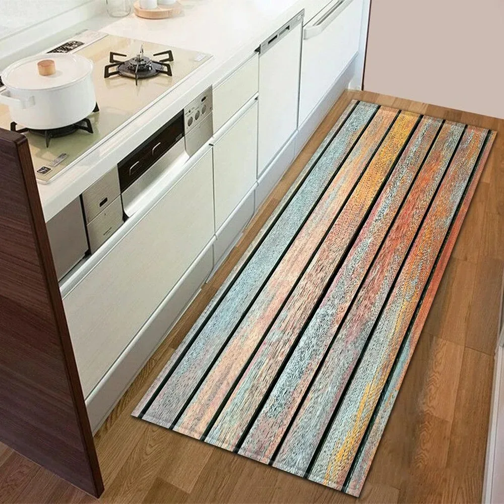 Nordische Küchenmatte Schlafzimmer Eingangsbereich Fußmatte Flur Bodendekoration Wohnzimmer Teppich Holzmaserung Badezimmer Rutschfester Teppich