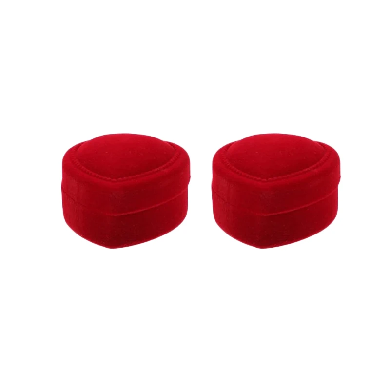 Red Velvet Heart Shape Ring Box for Jewelry