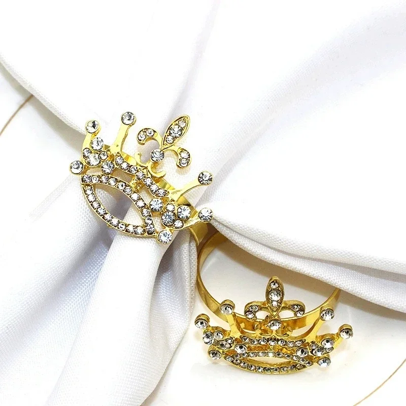 10PCS Style personalized diamond crown Napkin rings Metal napkin holder for Wedding table decoration Christmas home decoration