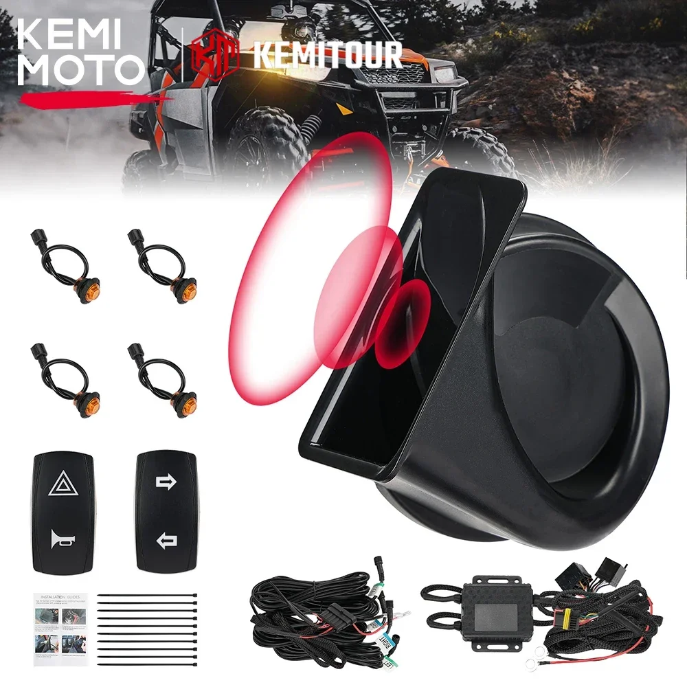 

KEMIMOTO Universal UTV ATV Turn Signal Kit With Rocker Switch & 105D Horn Compatible With Polaris RZR For Can-Am Maverick