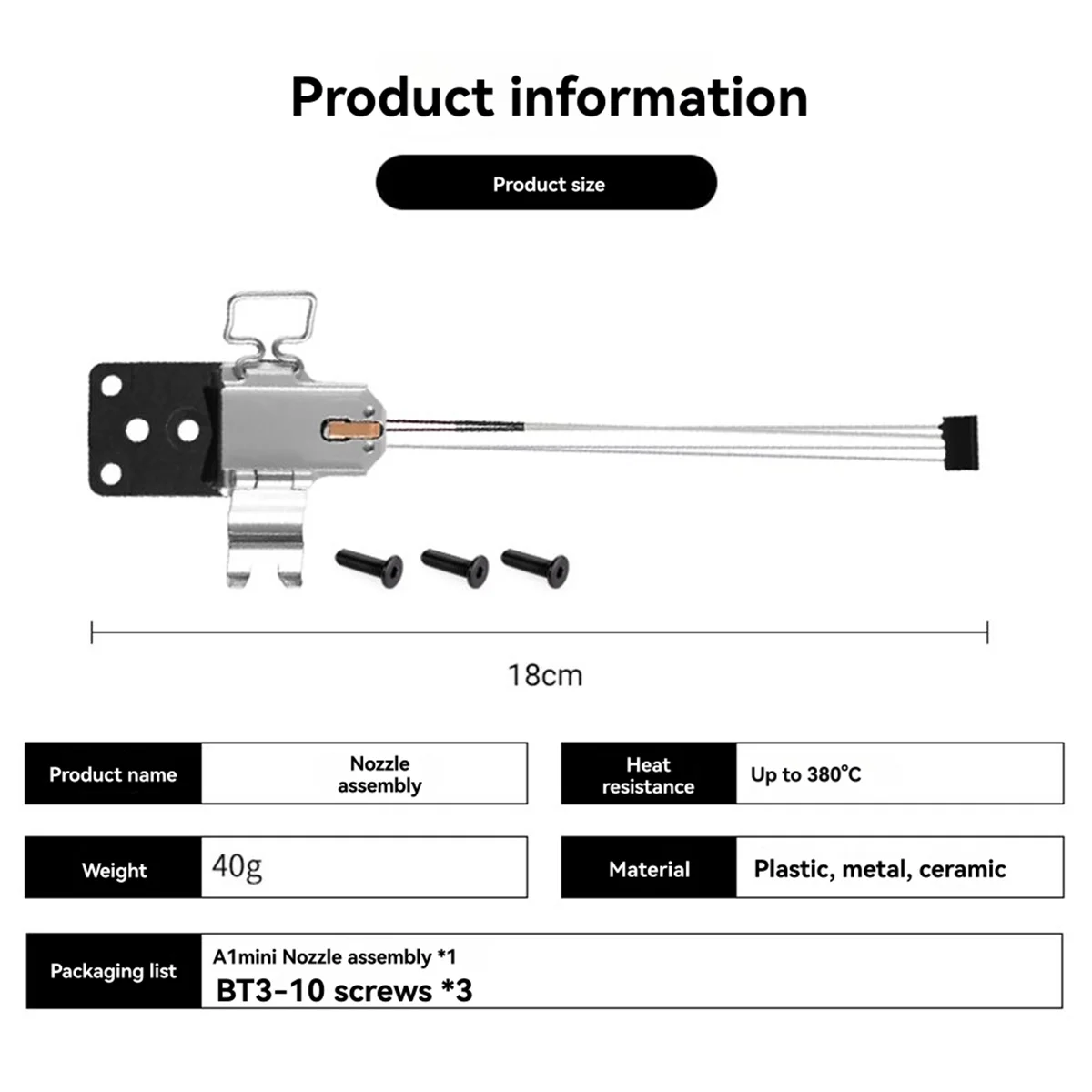 2025 + للطابعة ثلاثية الأبعاد الصغيرة A1/A1 مجموعة التدفئة Hotend مكونات التدفئة Hotend
