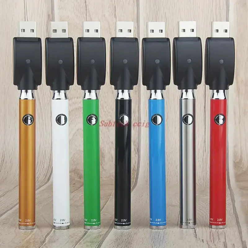 Kit d'ampoule de batterie de stylo vape VV avec chargeur USB sans fil EGo, préchauffage, tension variable, 2.0-4.0V, 350mAh, 10 pièces