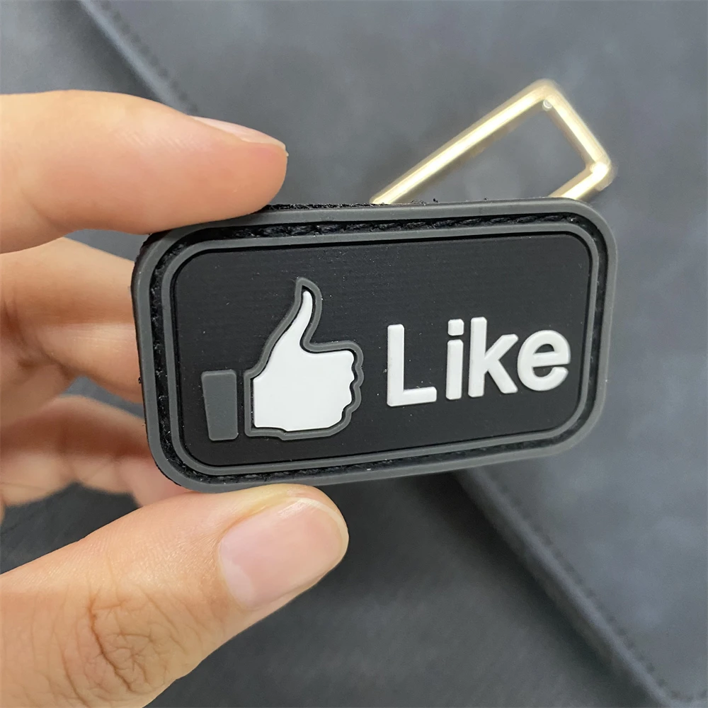 LIKE Give The Thumbs-up Tactical 3D PVC Morale Badge Patches Army Military Hook and Loop Armband Backpack Hat Helmet Stickers