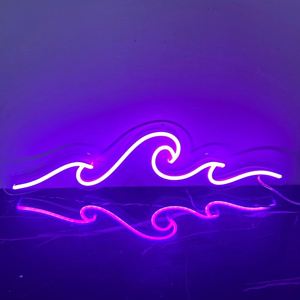 Ocean Wave Neon Sign Wave Wall Art Nature Neon Signs Custom Kids Room Bedroom Home Decor Personalized Led Light Birthday Gifts