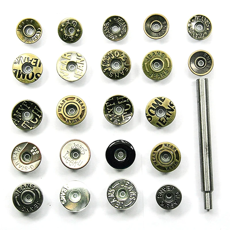 50 Sets 17 MM Jeans Rivets Free Of Charge Installation Tools Pants Buttons Metal Clasp Buckle