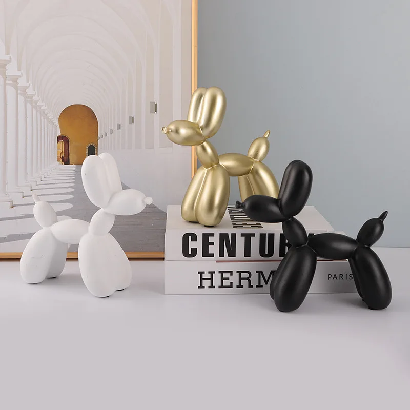 Balloon Dogs Resin Figurines Nordic Animals Statues Mini Puppy Art Sculptures Living Room Ornaments Office Table Decorations