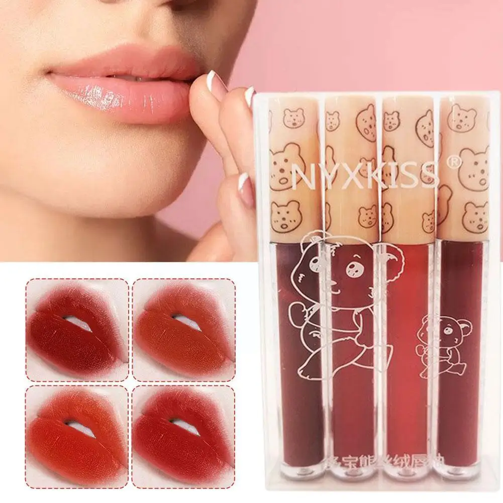 4 Colors Velvet Matte Lip Gloss Waterproof Lasting Nourish Makeup Moisturizing Korean Cup Smooth Non-stick Beauty Lips Cosm T0U5