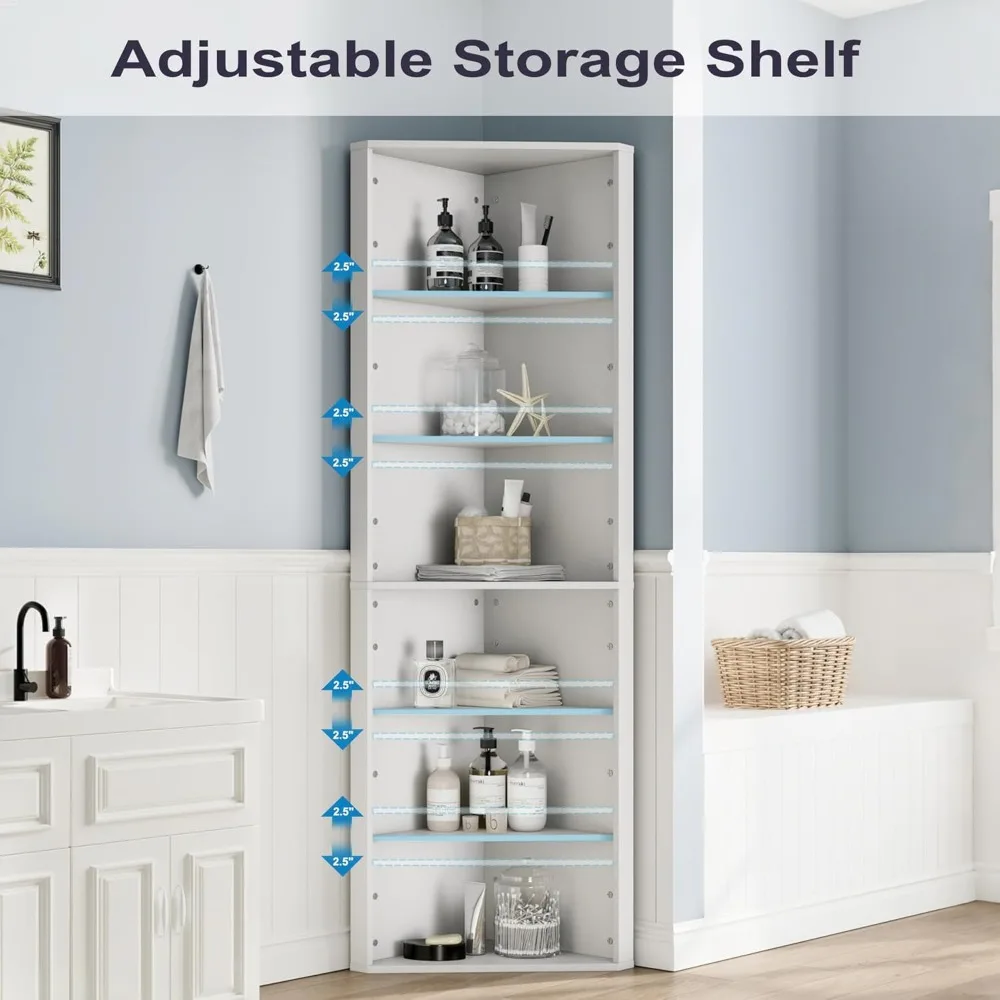 رف كتب زاوية طويل القامة مكون من 6 طبقات قابل للتعديل - 68 رف تخزين للعرض قائم بذاته لمساحات المعيشة #3