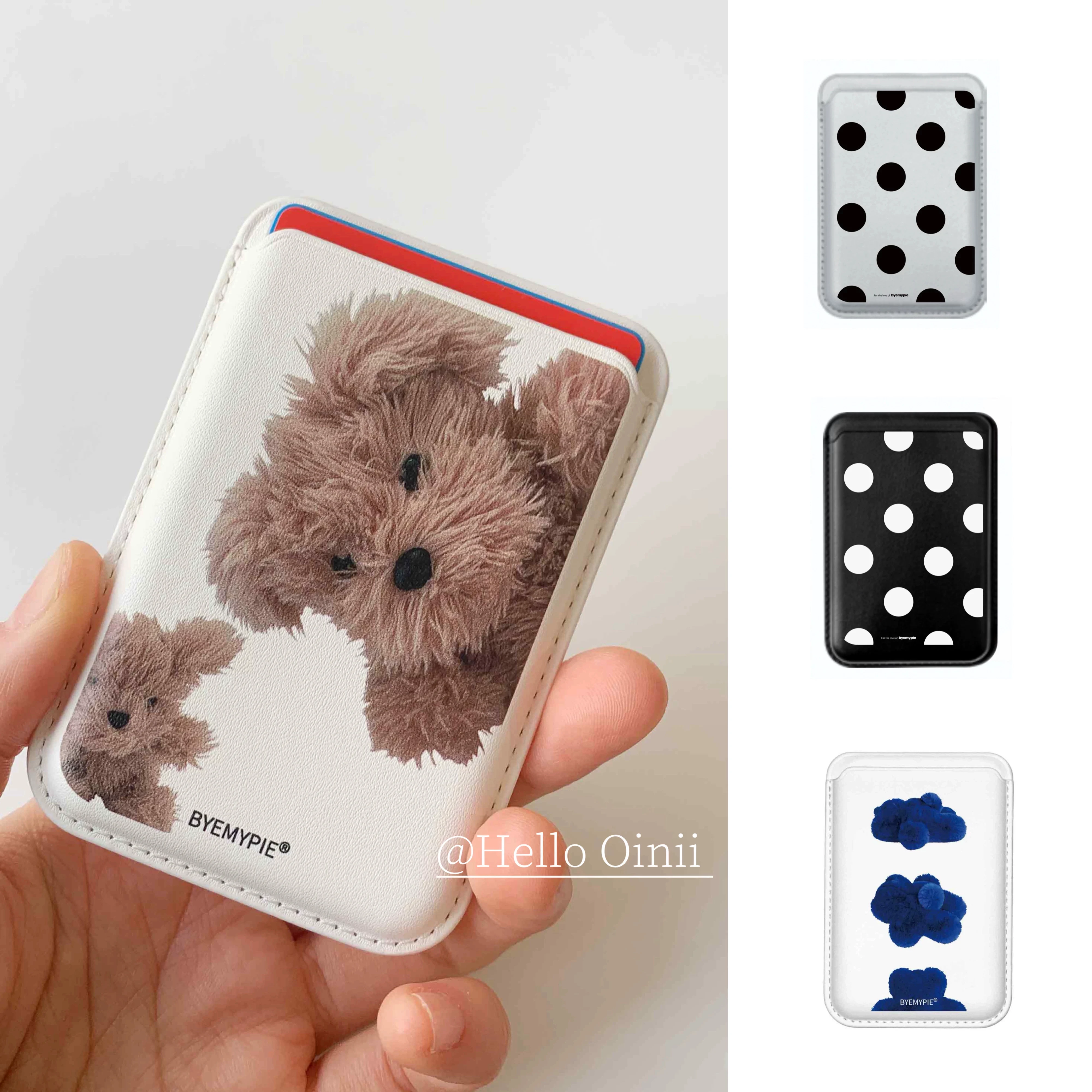 Étui portefeuille Magsafe à pois avec motif de chiot mignon pour iPhone 18 Duo 17 16 14 13 Pro Max S25 S24, étui pour cartes, support magnétique pour cartes Y2K