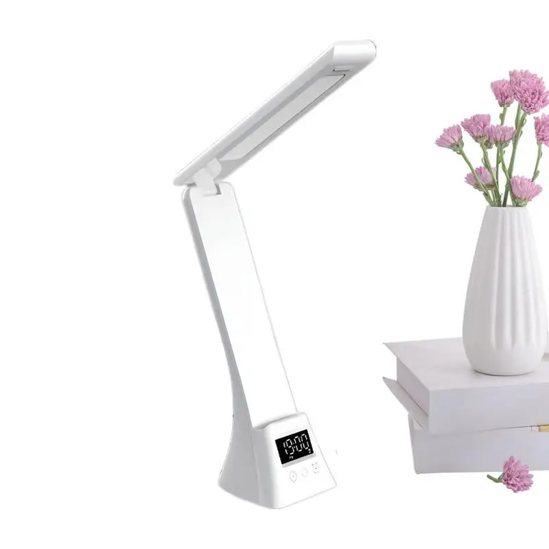 Imagem -05 - Recarregável Led Desk Lamp Home Desk Light com Alarme Relógio Dobrável Candeeiros de Mesa Touch Control Data Temperatura Braço Quarto