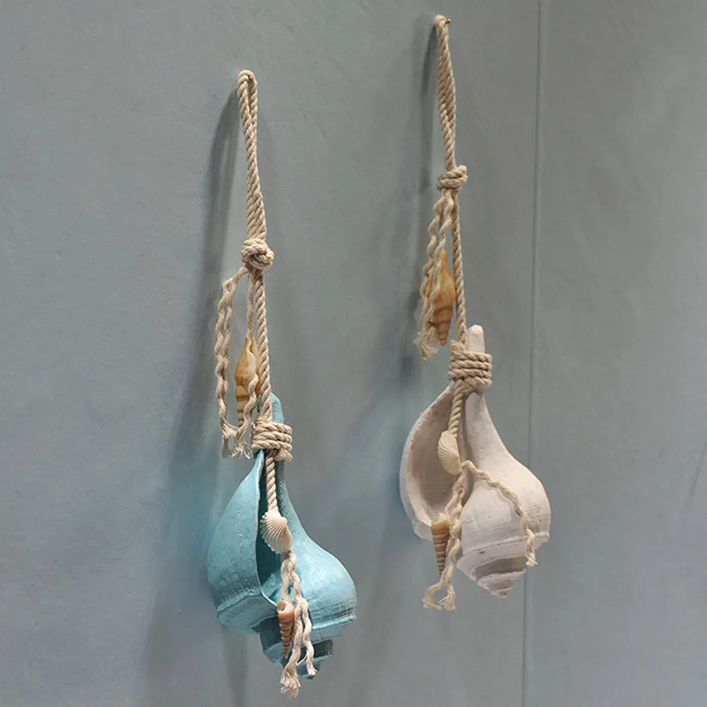 2Pcs Chic Delicate Light Emitting Conch Pendant Resin Hanging Decoration Indoor Outdoor Warm Ambience Ocean Inspired Gift Idea
