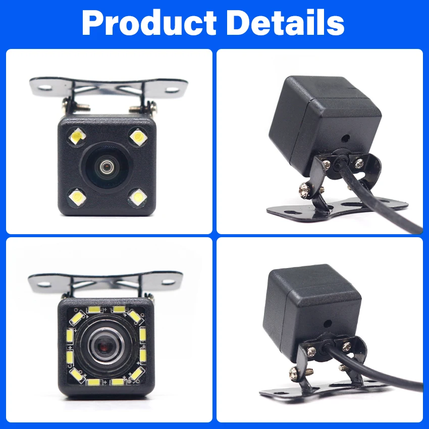Car Front/Rear View Camera With 4LED 12LED Night Vision Reversing Auto Parking Monitor CCD Waterproof 170 Degree HD Video