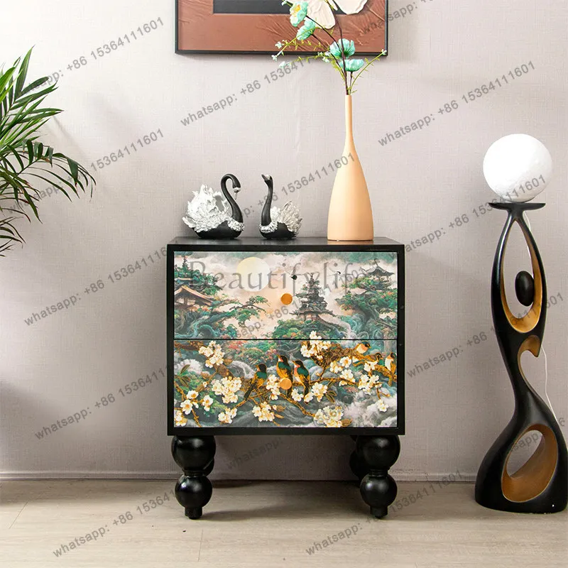 Factory direct solid wood bedside table small storage retro style multi-layer chest