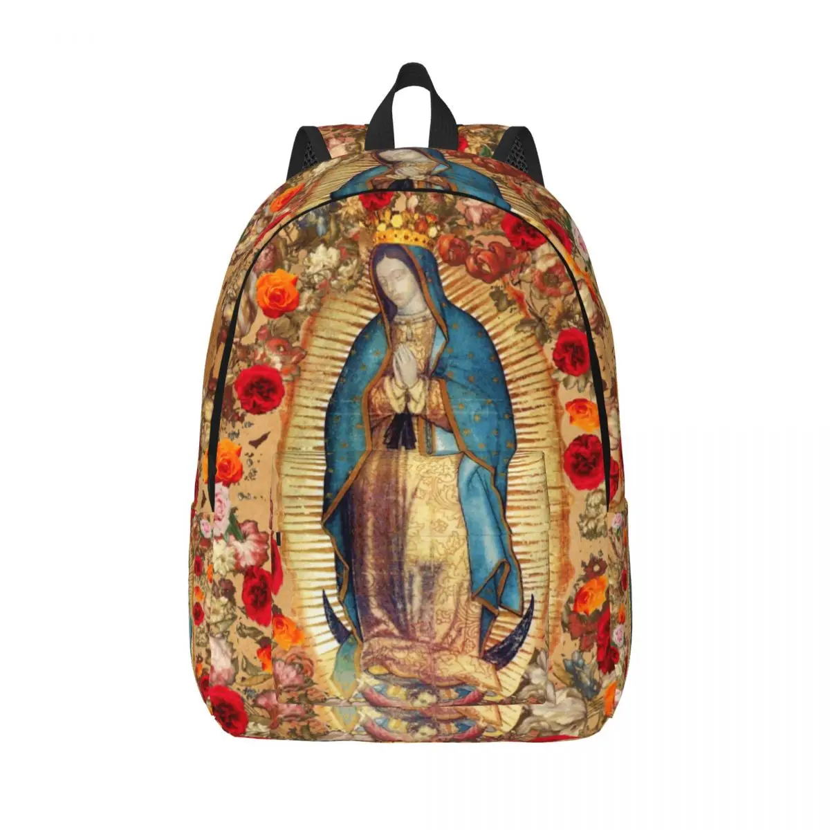 Our Lady Of Guadalupe Virgin Mary Canvas Backpacks Waterproof College School Catholic Mexico Poster Bag Printing Bookbag