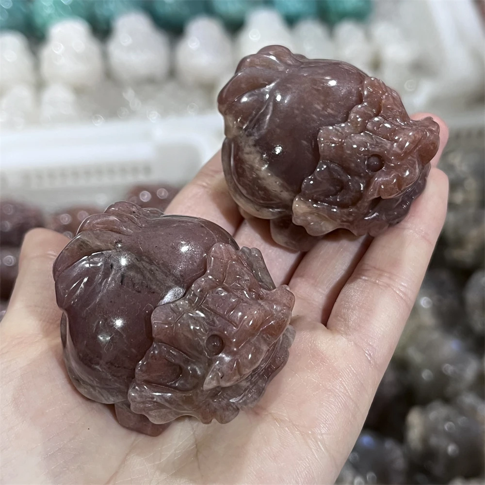1PCS Natural Moon Stone Quartz Pixiu Carving Reiki Healing Fengshui Stone Decorative Animal for Holiday Crafts & Gifts